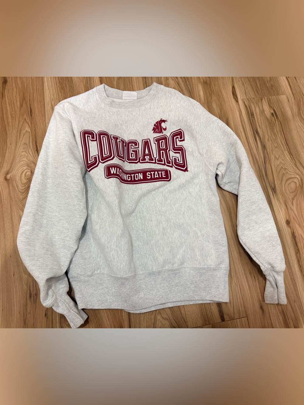 Vintage Washington State Cougars Gray Crewneck Sweatshirt - Maroon Logo